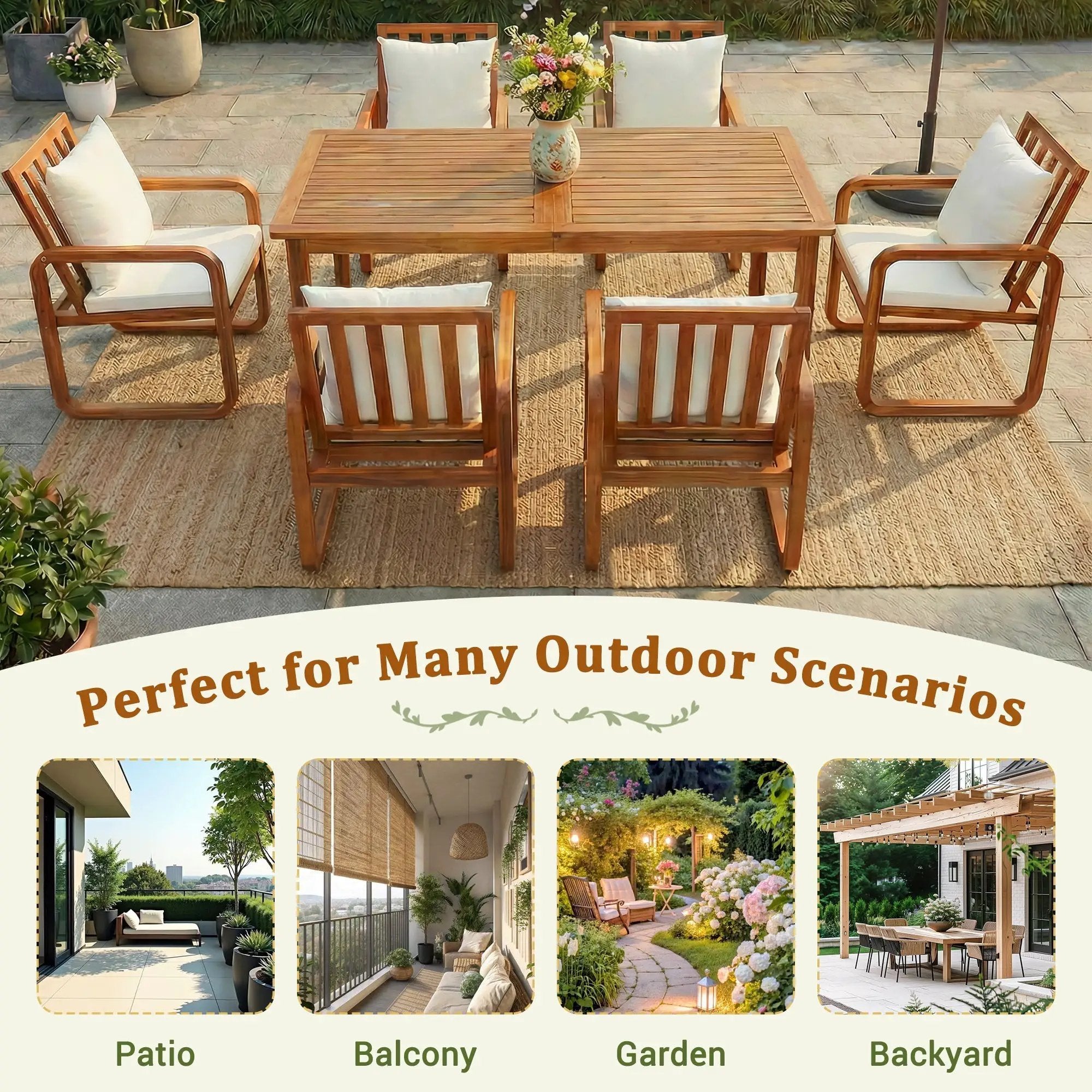 7 Pieces Patio Dining Set Outdoor Dining Table and Chairs by HouseOfZazla