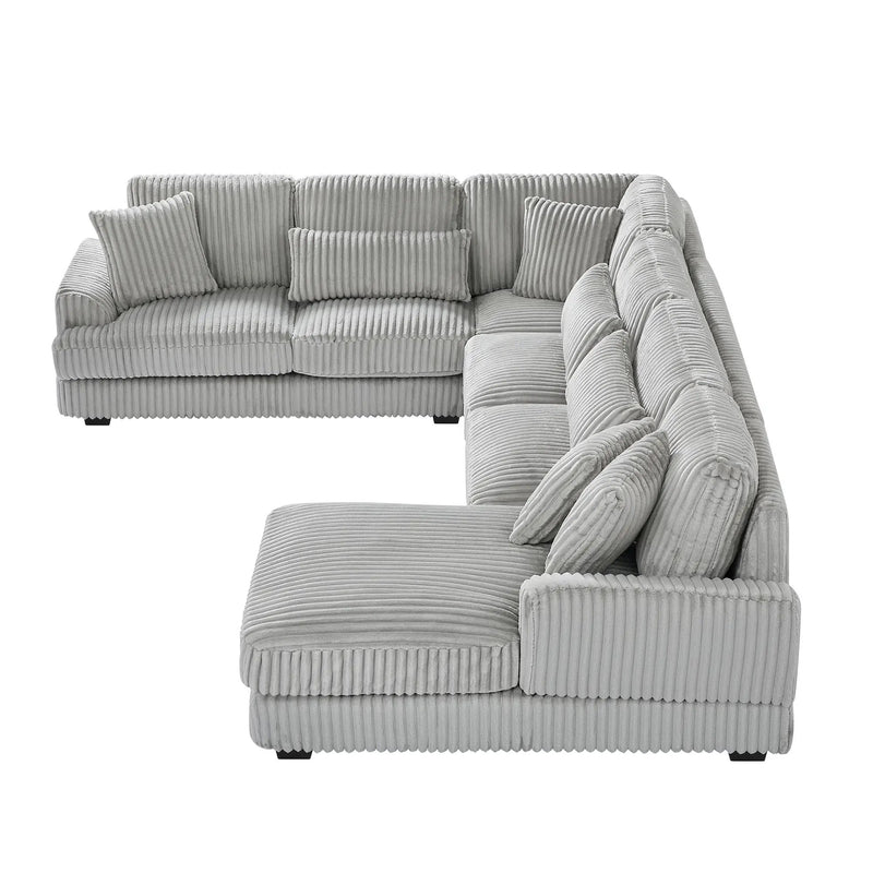 U - Shaped Sectional Sofa With Chaise Lounge, Oversized Living Room Sofa - Gray by HouseOfZazla