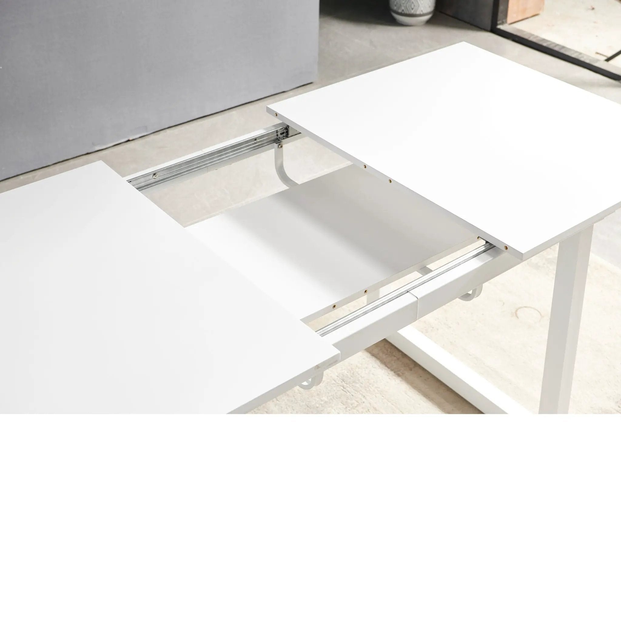 Square Extendable Dining Table With Metal Leg, Modern Space Saving Kitchen Table For Living Room by Unique Piece Furniture