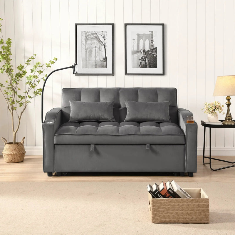 Sofa Bed With Trundle For Small Rooms - Dark Gray by HouseOfZazla