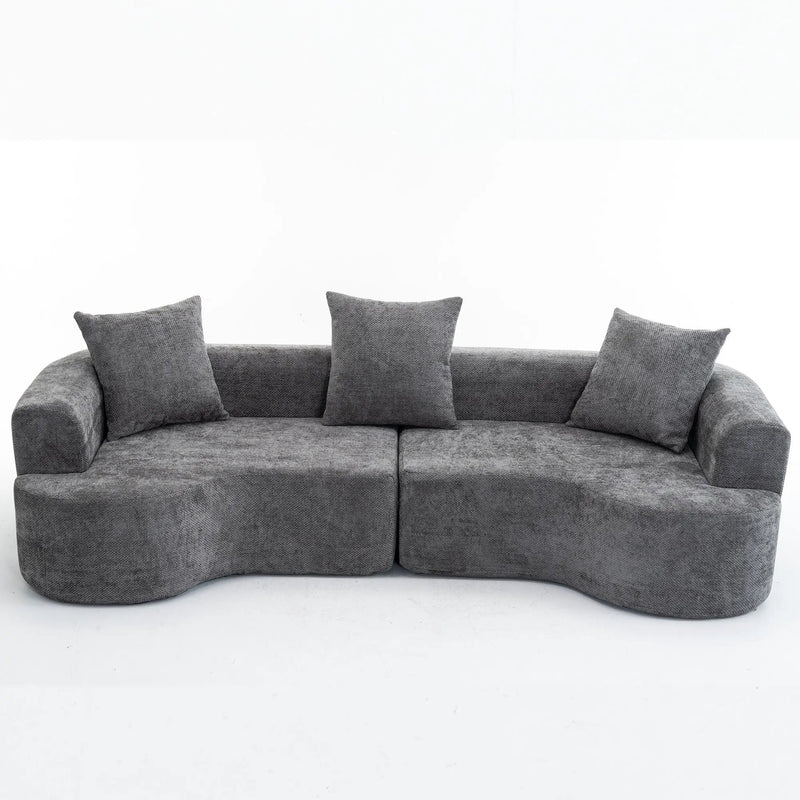 Modern Style Ultra Smooth Curved Sofa With 3 Pillows by HouseOfZazla