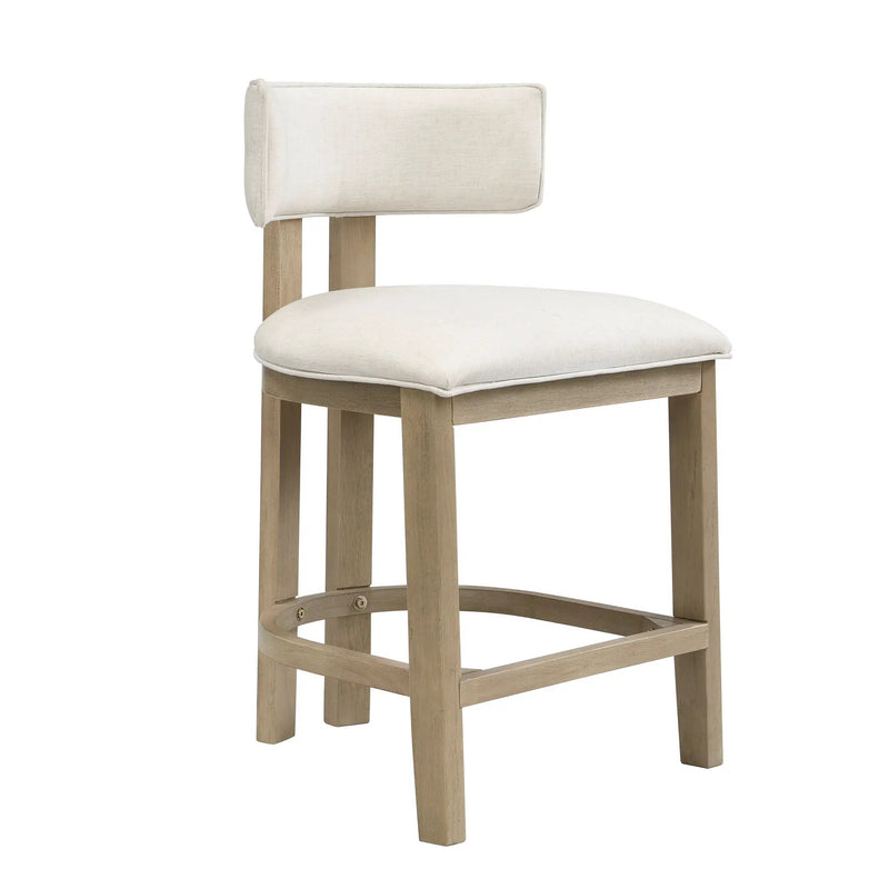 26" Counter Height Bar Stool, Upholstered Counter Stools (Set of 2) - Light Ash + Beige by HouseOfZazla