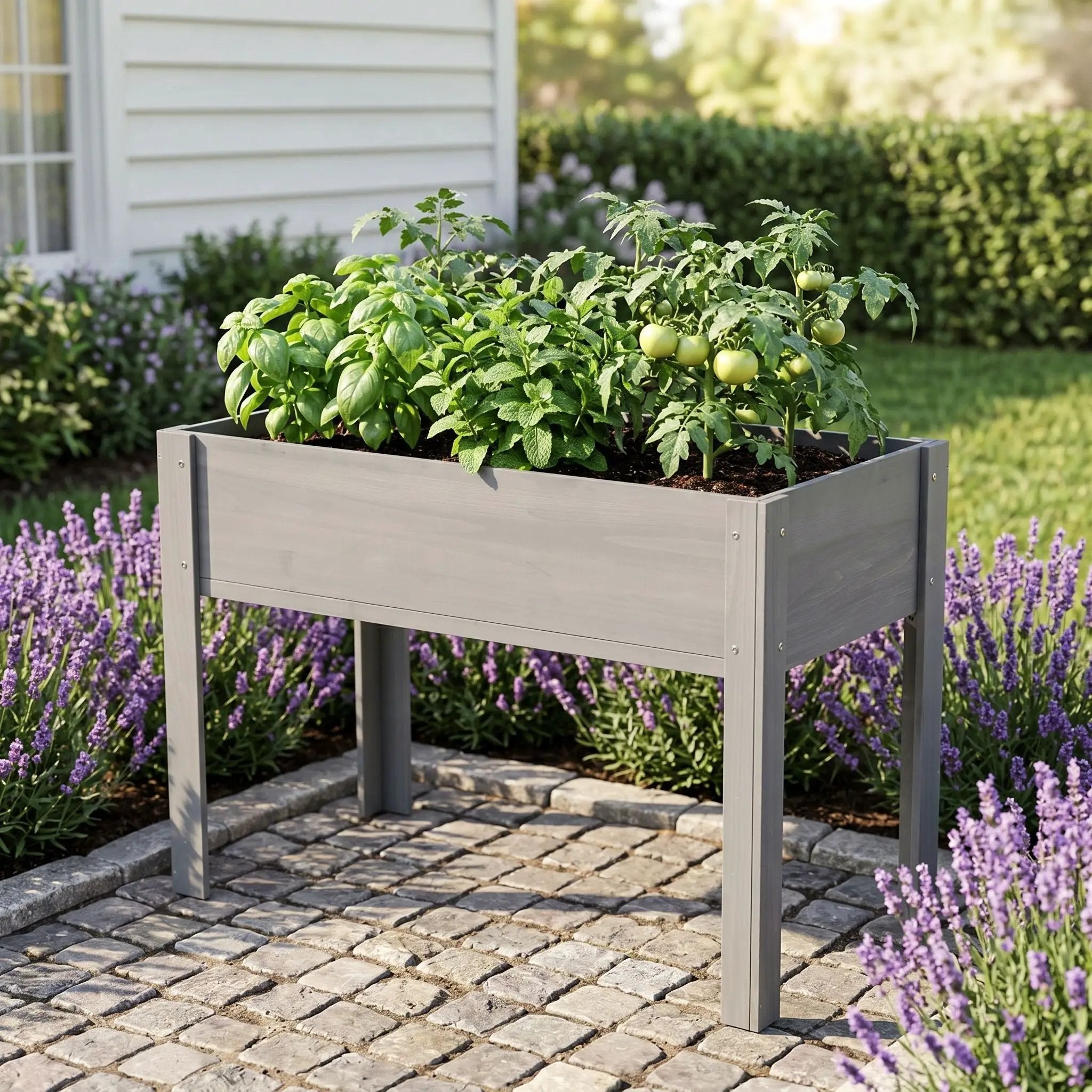 Raised Garden Bed With Legs, Elevated Planter Box For Outdoor Plants by HouseOfZazla