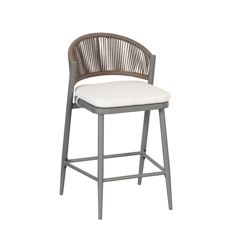 Outdoor 26" Counter Height Metal Frame Counter Stools With Scallop Shaped Backrest & Water Resistant Cushions by HouseOfZazla