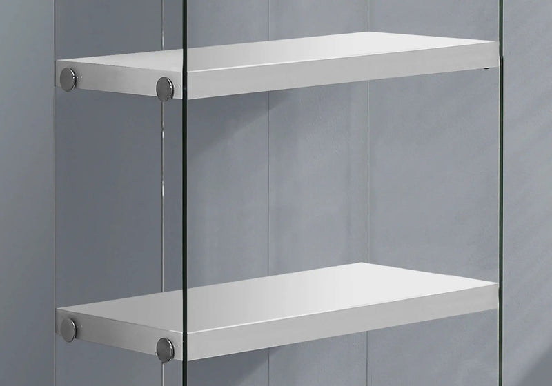 Bookshelf, Bookcase, Etagere, 5 Tier, Glossy Clear Tempered Glass - White by Unique Piece Furniture