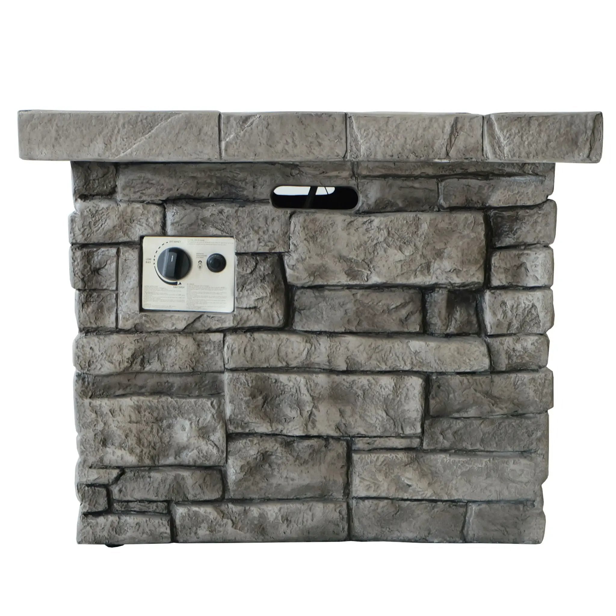 Outdoor Square Propane Fire Pit 40,000 BTU - Gray by HouseOfZazla