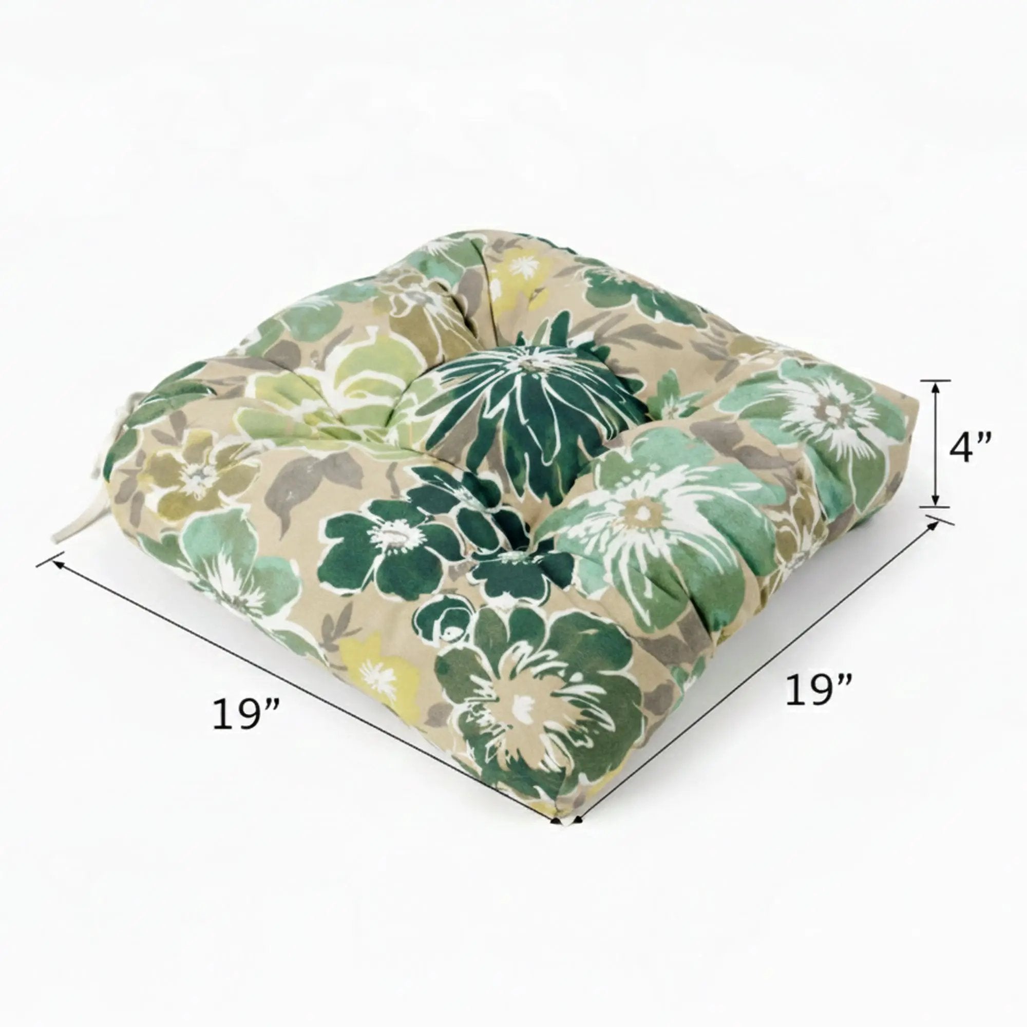Outdoor Chair Cushions Set of 2, 19 x 19 x 4 Inch Tufted Seat Cushions by HouseOfZazla