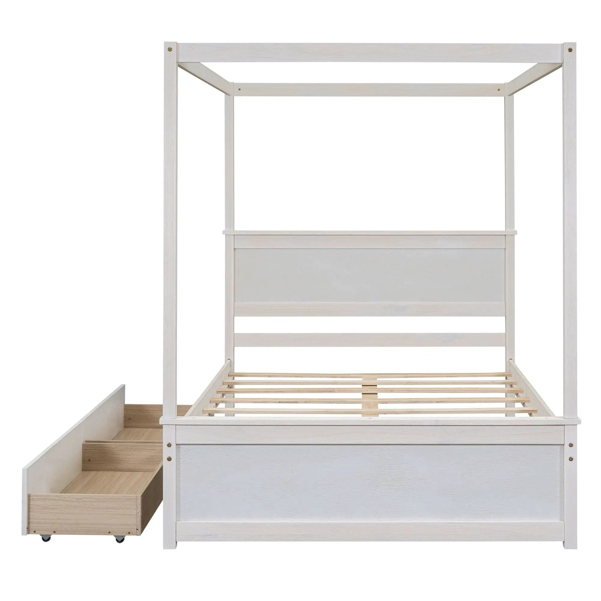 Canopy Platform Bed With Drawers, Support Slats, No Box Spring Needed by HouseOfZazla