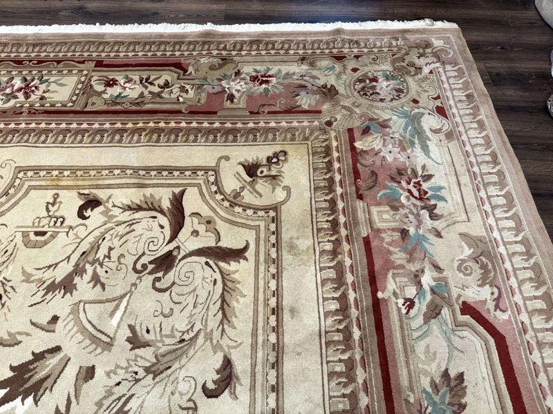 Palace Size Aubusson Rug 12x18, Extra Large, French European Carpet, Soft Wool Pile, Elegant by Jewel Rugs
