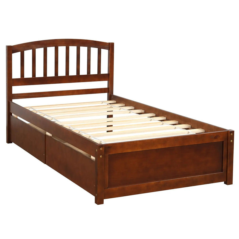 Platform Storage Bed Wood Bed Frame With Two Drawers And Headboard by HouseOfZazla