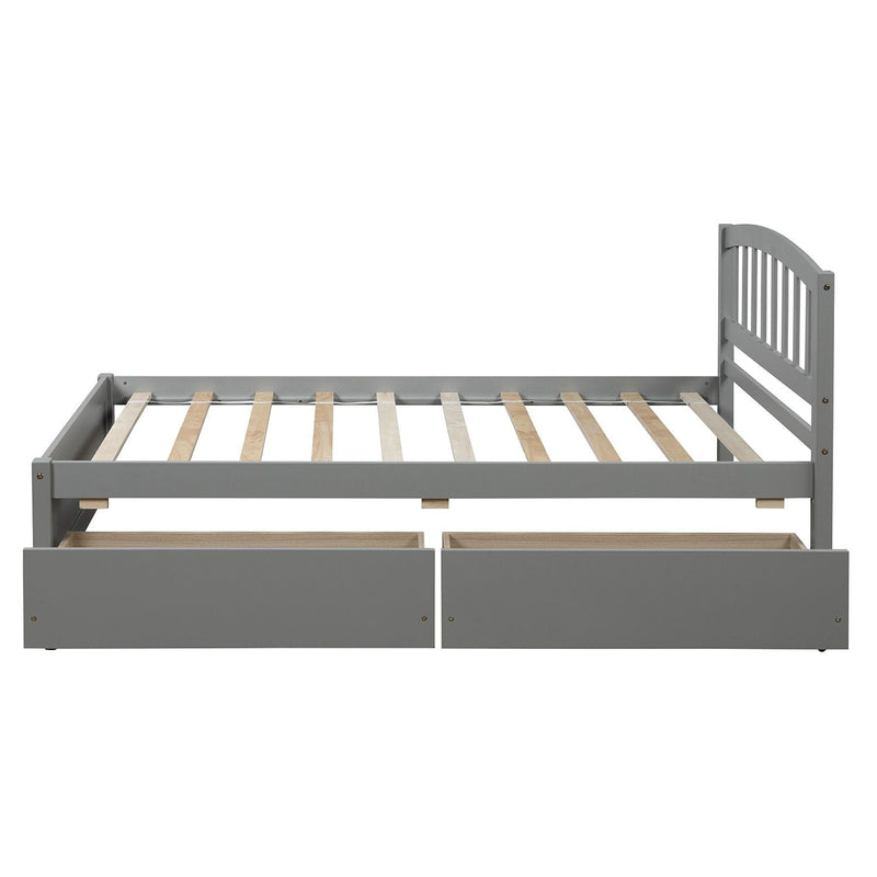 Platform Storage Bed Wood Bed Frame With Two Drawers And Headboard by HouseOfZazla