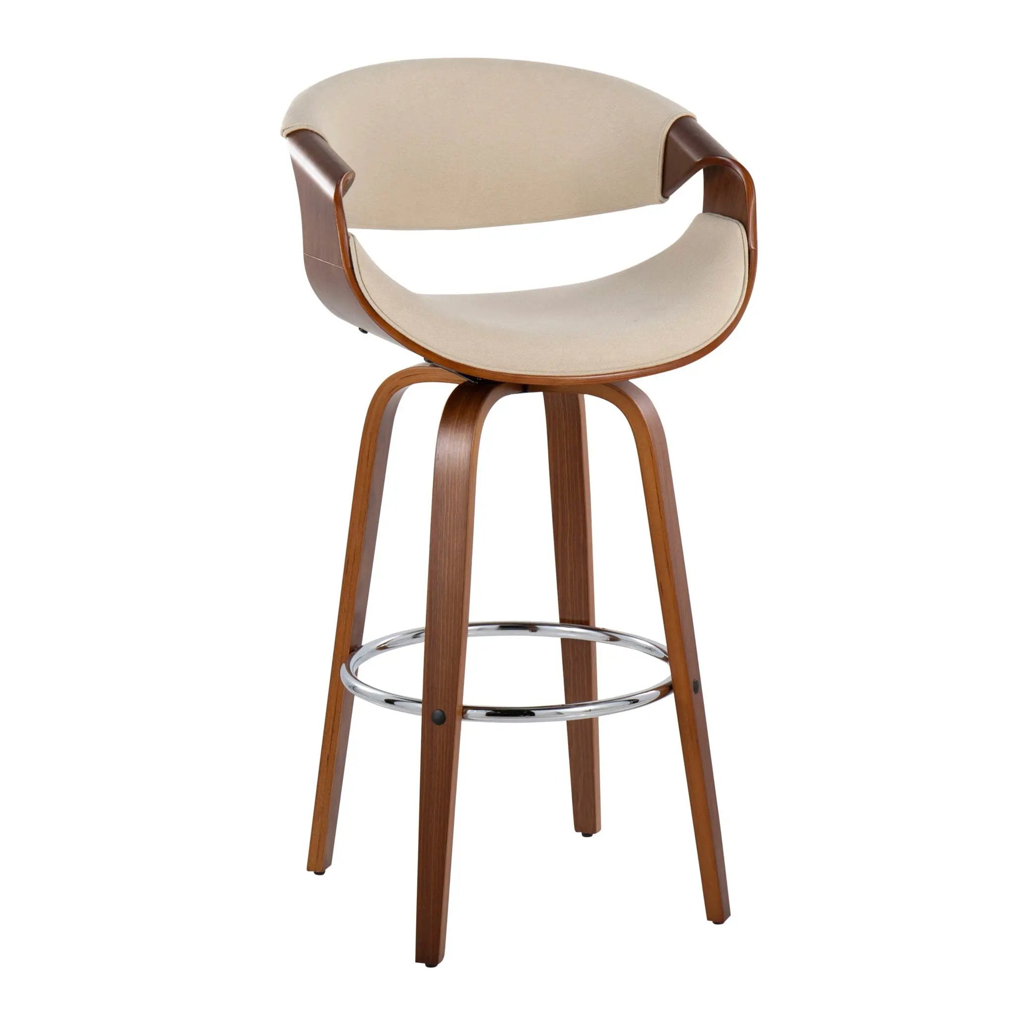 Curvini Mid - Century Modern Fixed Height Barstool With Swivel (Set of 2) by Unique Piece Furniture