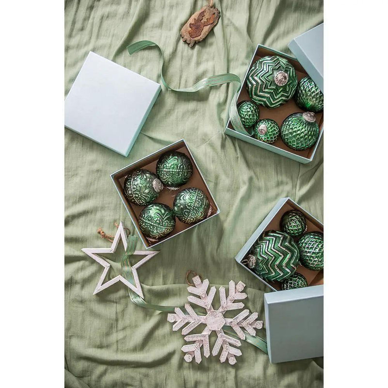 Christmas Ball Ornaments, Glass Decorative Hanging Ball Christmas Tree Ornaments, For Holiday Party Decorations (Set of 6) - Green by Unique Piece Furniture