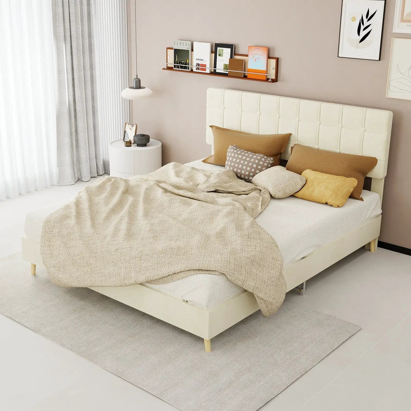 Modern Upholstered Bed Frame – Premium Holland Velvet Fabric by HouseOfZazla