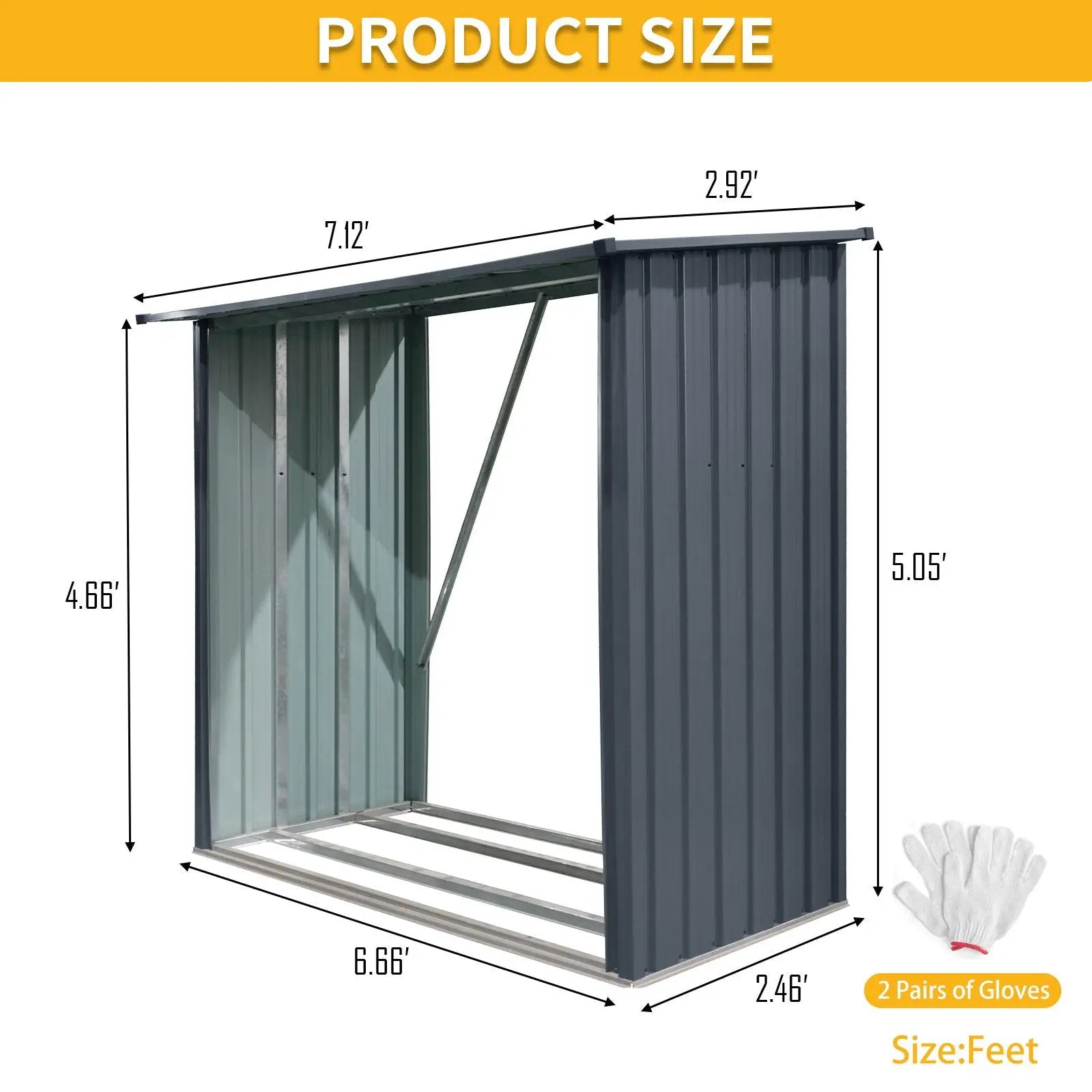 Outdoor Steel Firewood Rack, Open Wood Shed With Sloped Roof For Firewood, Pellet, Or Lumber Storage - Black by HouseOfZazla