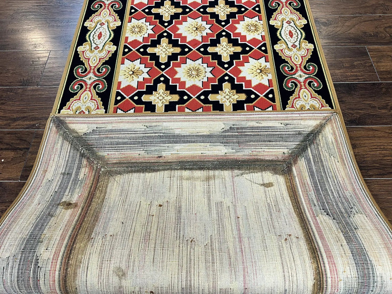 Vintage Runner Rug 3.5 x 14, Long Runner Rug, Stark Custom Made Carpet, European Design, Red Black Ivory Tan, Long Rug for Hallway by Jewel Rugs