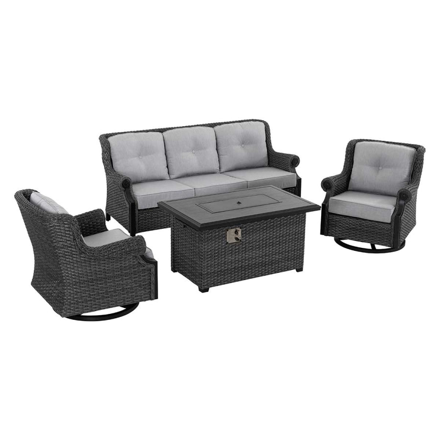 Lassen 4-Piece Firepit Set with Swivel Rocking Chairs by Outdoor-USA®