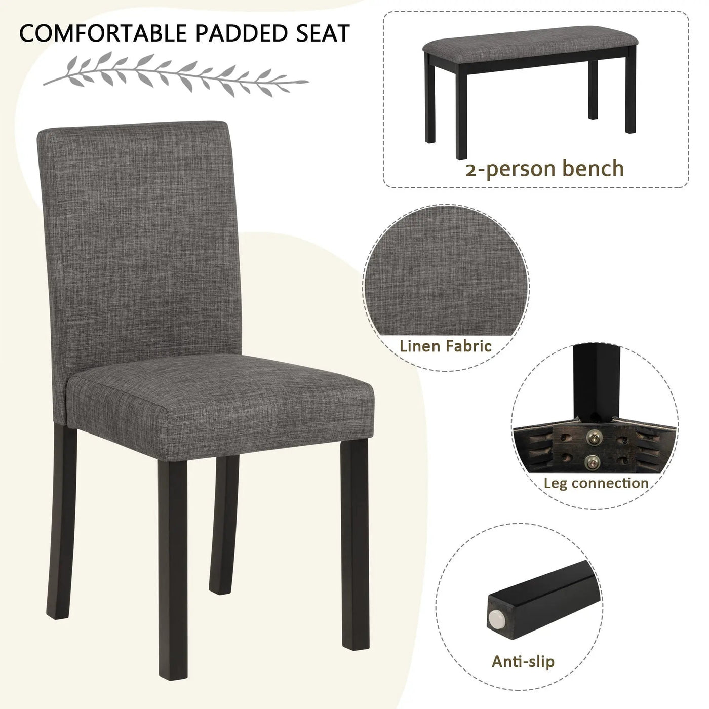 Modern Dining Table Set With Upholstered Chairs For Dining Room by Unique Piece Furniture