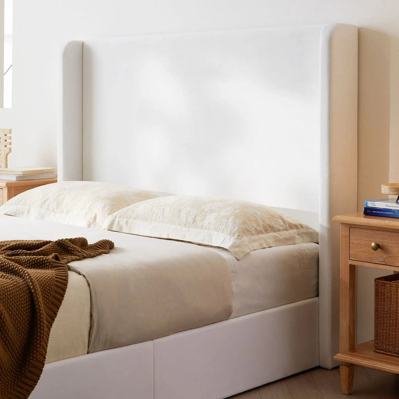 Carmen - King Size Upholstered Wingback Bed - White by HouseOfZazla