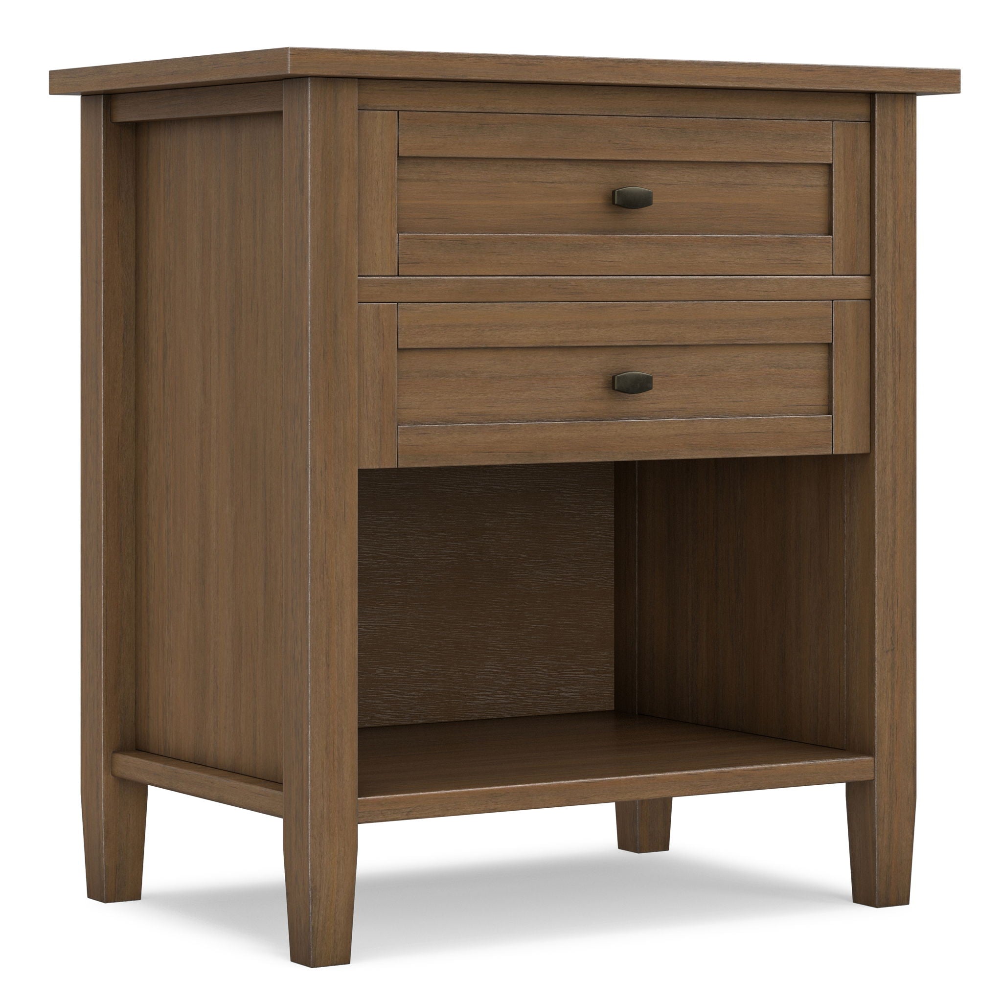 Warm Shaker - Bedside Table With 2 Drawers - Brown by HouseOfZazla