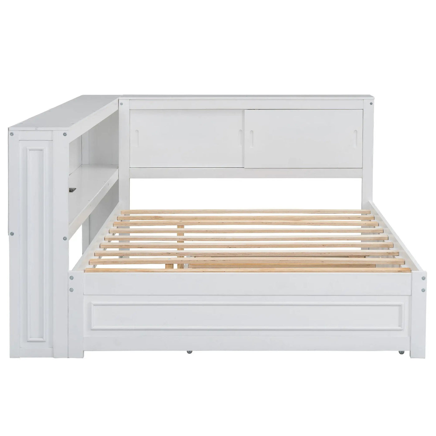 Daybed With Storage Shelves, LED, USB, And Trundle by HouseOfZazla