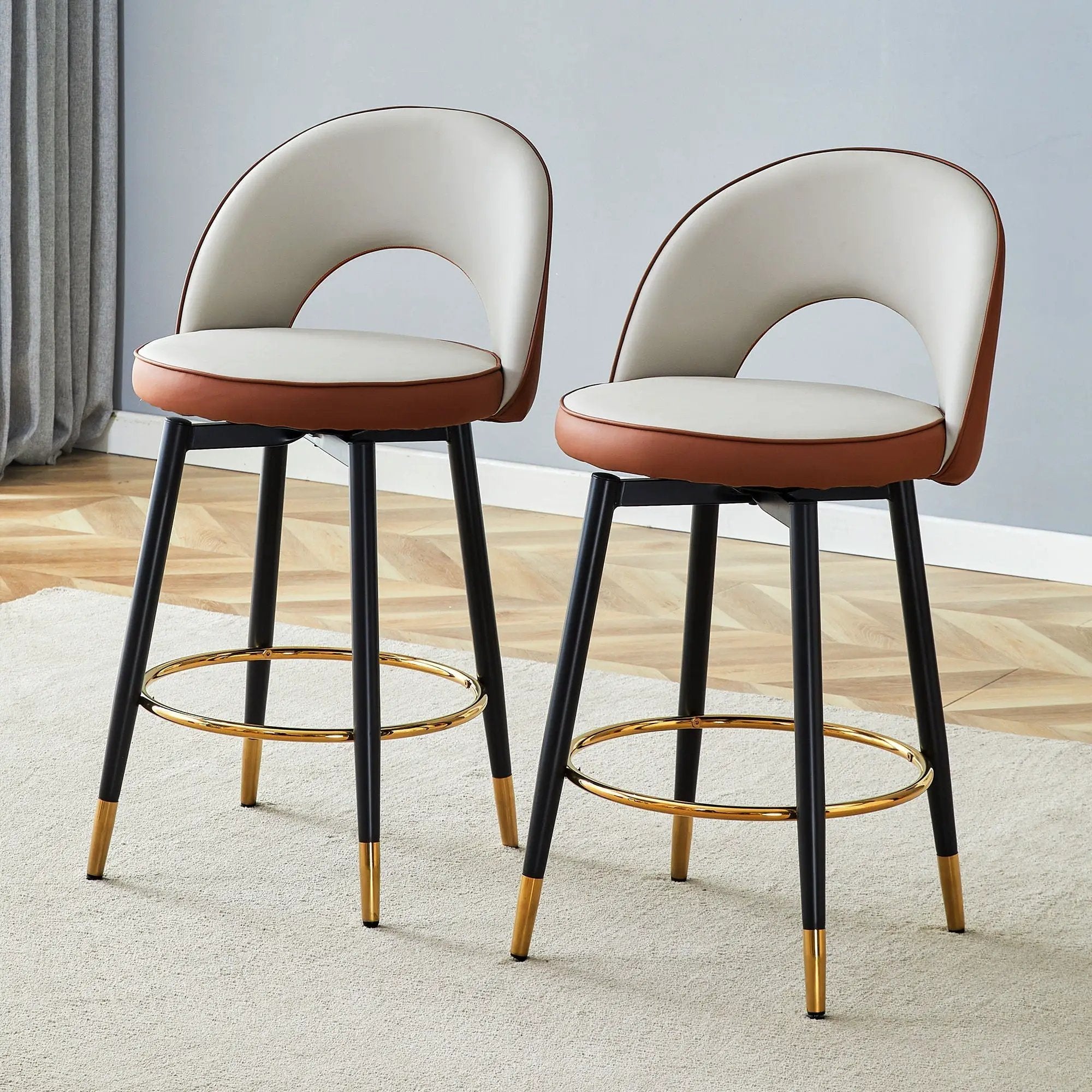 Upholstered Rotatable Bar Chair With Metal Legs For Dining Room by HouseOfZazla