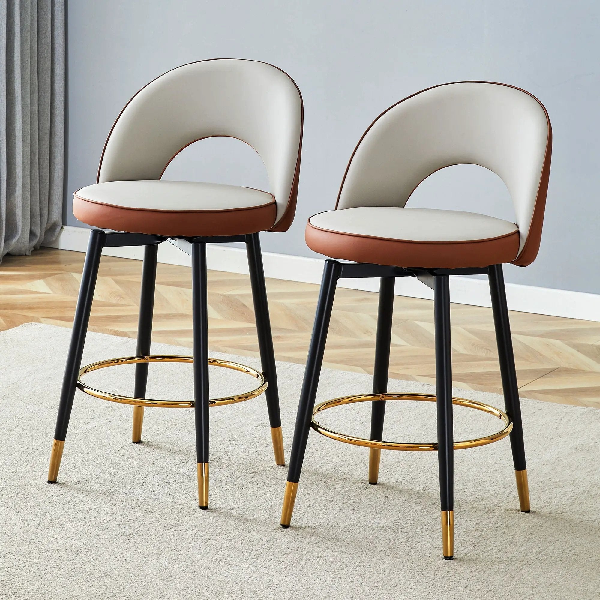 Upholstered Rotatable Bar Chair With Metal Legs For Dining Room by Unique Piece Furniture