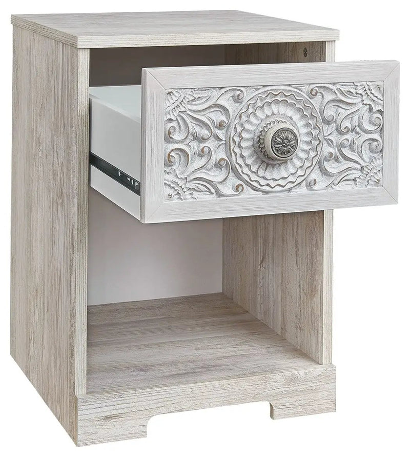 Paxberry - One Drawer Night Stand - Whitewash by Unique Piece Furniture