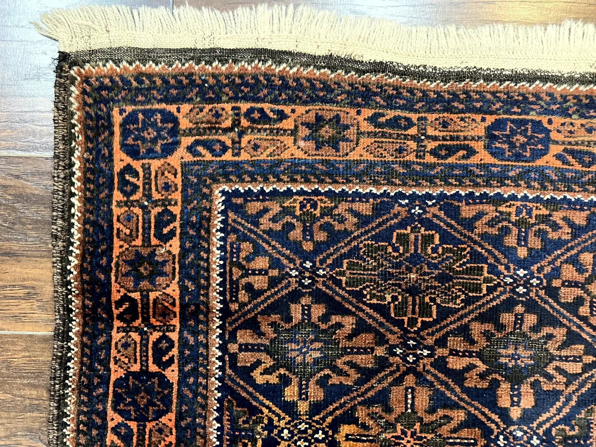Small Antique Persian Rug 2.7 x 4.7, Handmade Wool Rug, Navy Blue, Balouch Rug, Tribal Rug by Jewel Rugs