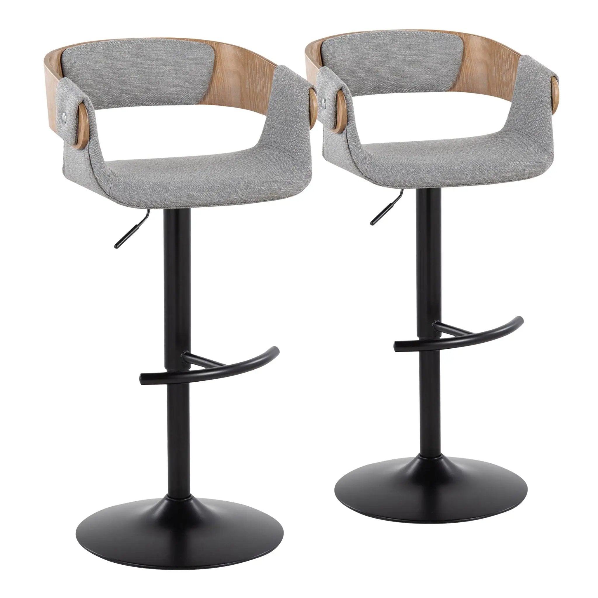 Elisa - Mid Century Modern Adjustable Barstool With Swivel & Rounded T Footrest (Set of 2) by Unique Piece Furniture