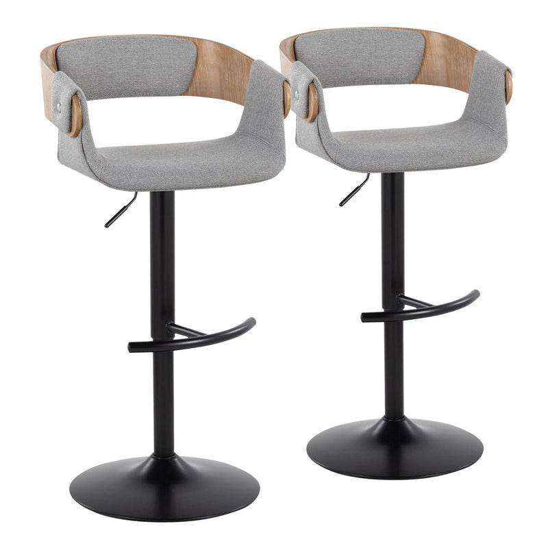 Elisa - Mid Century Modern Adjustable Barstool With Swivel & Rounded T Footrest (Set of 2) by HouseOfZazla