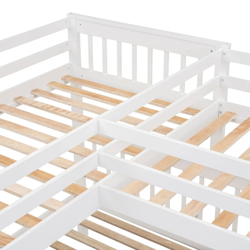L Shaped Bunk Bed With 3 Drawers, Portable Desk And Wardrobe