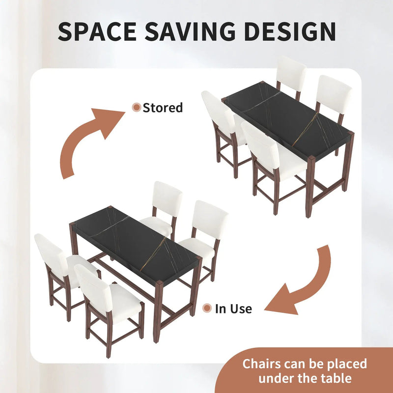 5 Piece Counter Height Dining Set, Bar Table With 4 Upholstered Chairs by Unique Piece Furniture