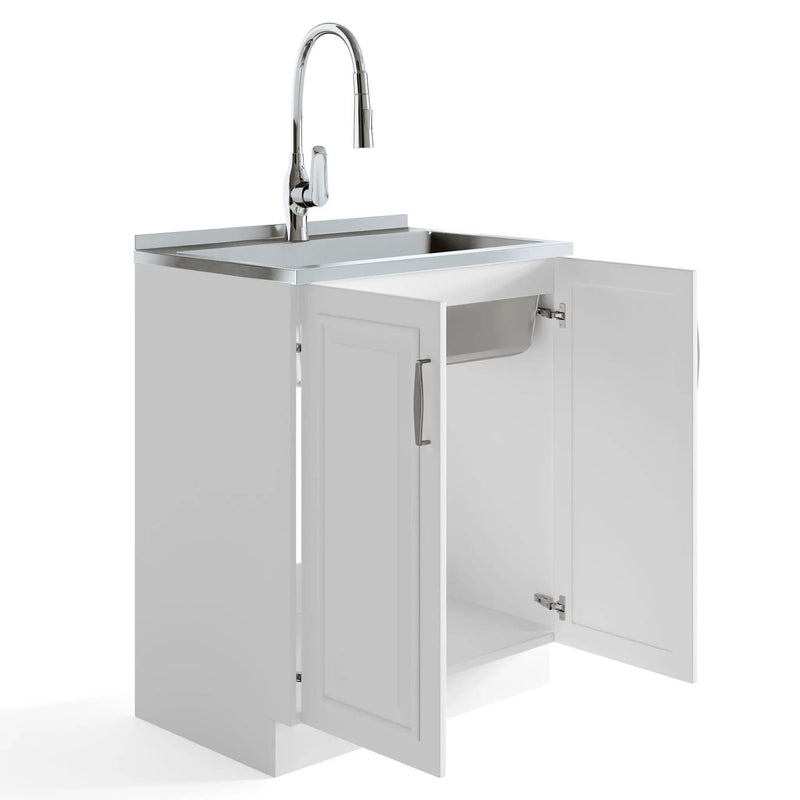 Darwin - Deluxe Laundry Cabinet With Pull-Out Faucet And Stainless Steel Sink by Unique Piece Furniture
