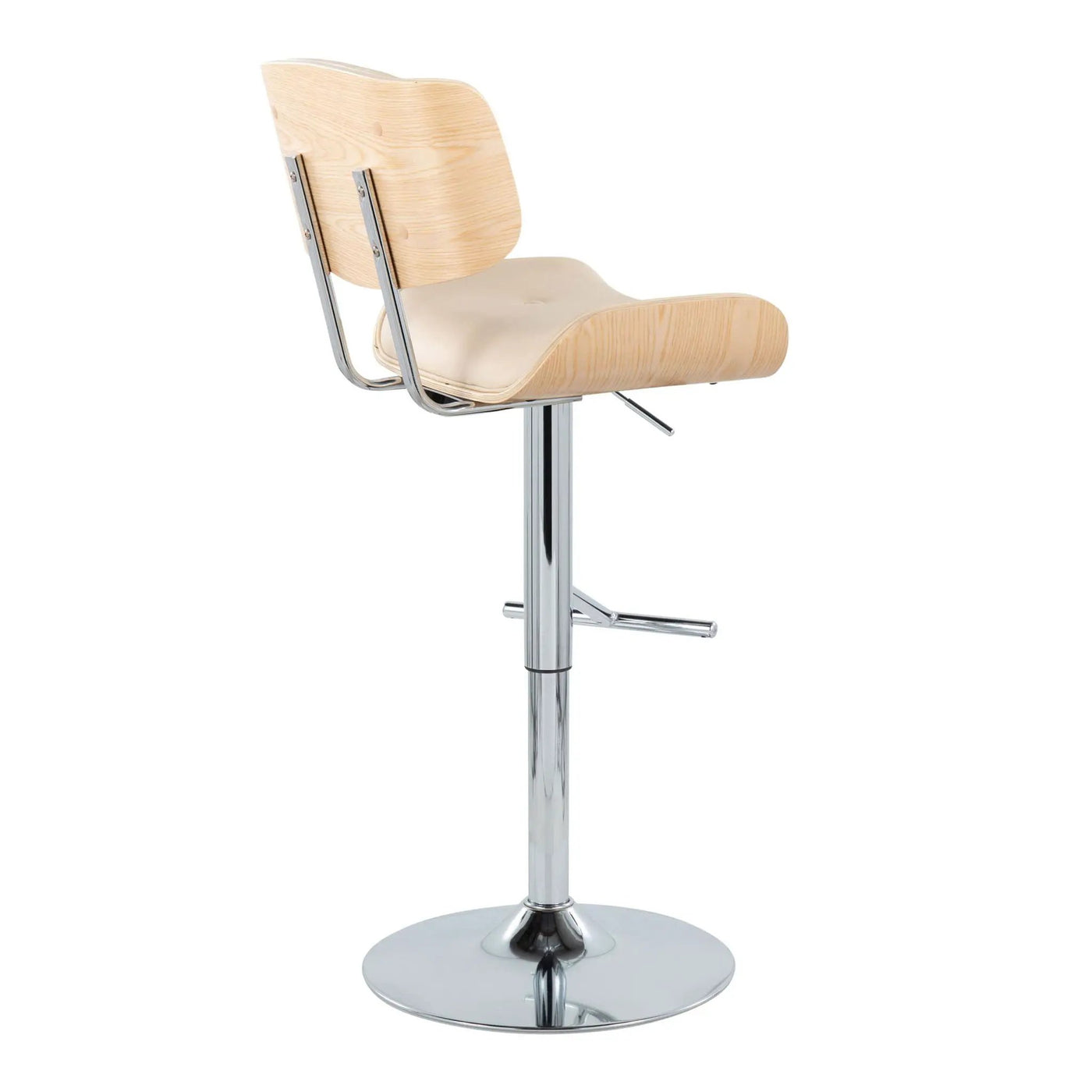 Lombardi - Contemporary Adjustable Barstool With Swivel With Straight T Footrest (Set of 2) by HouseOfZazla