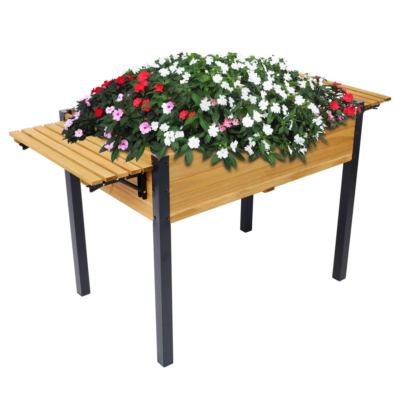 Raised Garden Bed With Metal Legs And Folding Storage Shelf by Unique Piece Furniture
