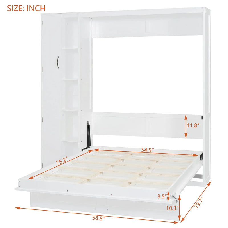 Murphy Wall Bed With Shelves, Wardrobe And LED Lights