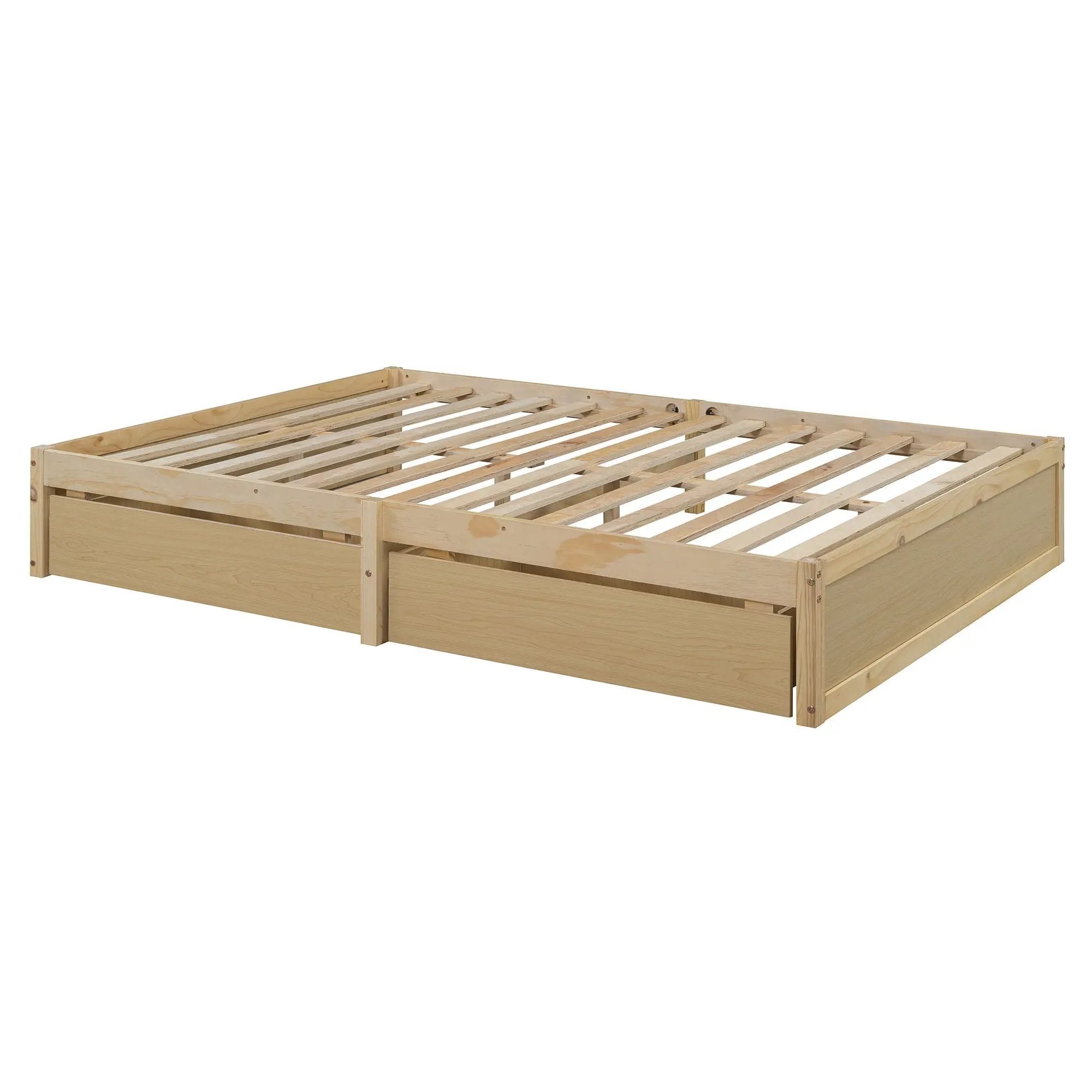 Daybed With Fence Guardrails And 2 Drawers, Split Into Independent Floor Bed & Daybed by HouseOfZazla
