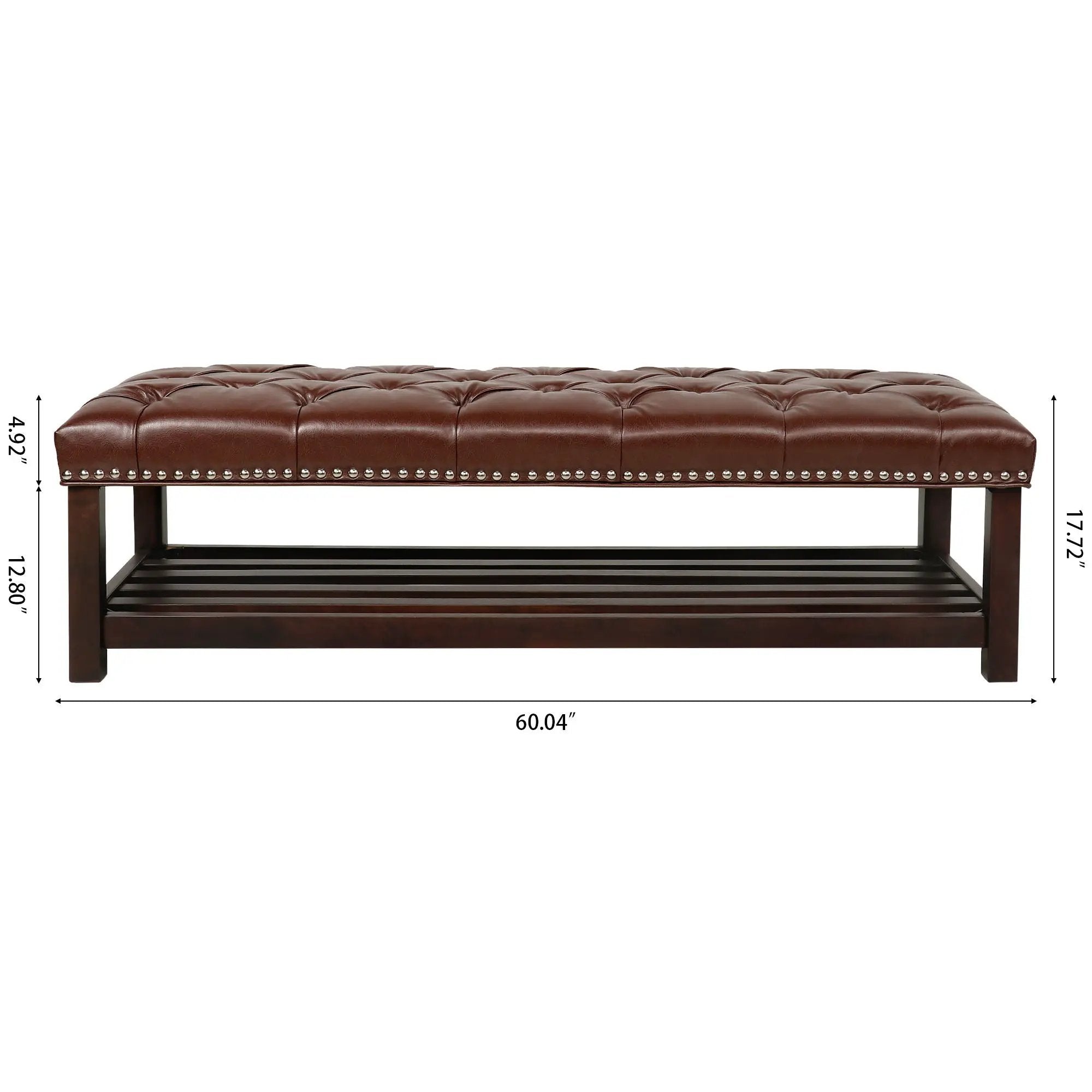 Bedroom End Of Bed Bench Tufted Upholstered End Of Bed Bench End Of Bed Entrance Shoe Bench With Nailhead Trim And Shelf Bedroom Upholstered Bench Living Room Shoe Rack Footstool by HouseOfZazla