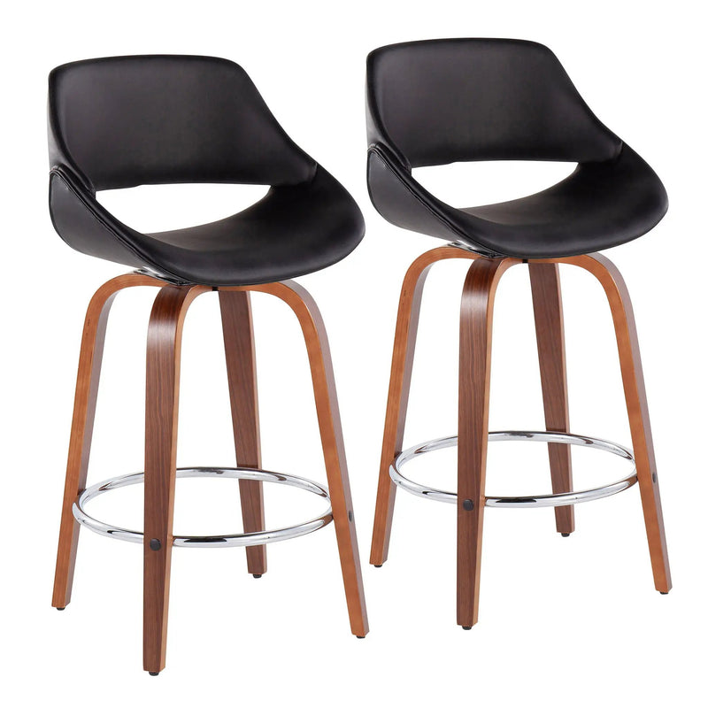Fabrico - Mid Century Modern, Fixed Height Counter Stool With Round Footrest (Set of 2) by HouseOfZazla