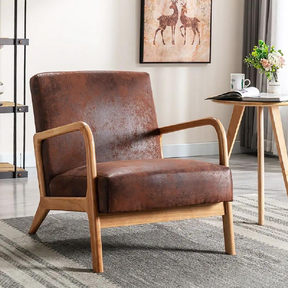 Classic Mid-Century Modern Accent Chairs, Open Framed Armchair With Cushioning by Unique Piece Furniture