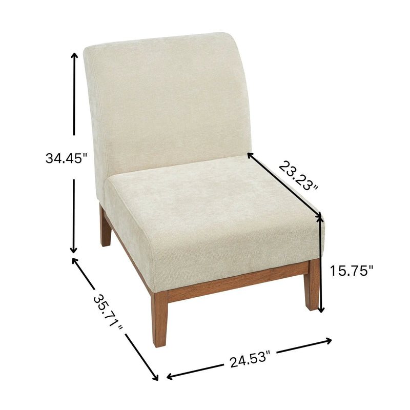 Upholstered Accent Chair - Beige / Walnut by HouseOfZazla