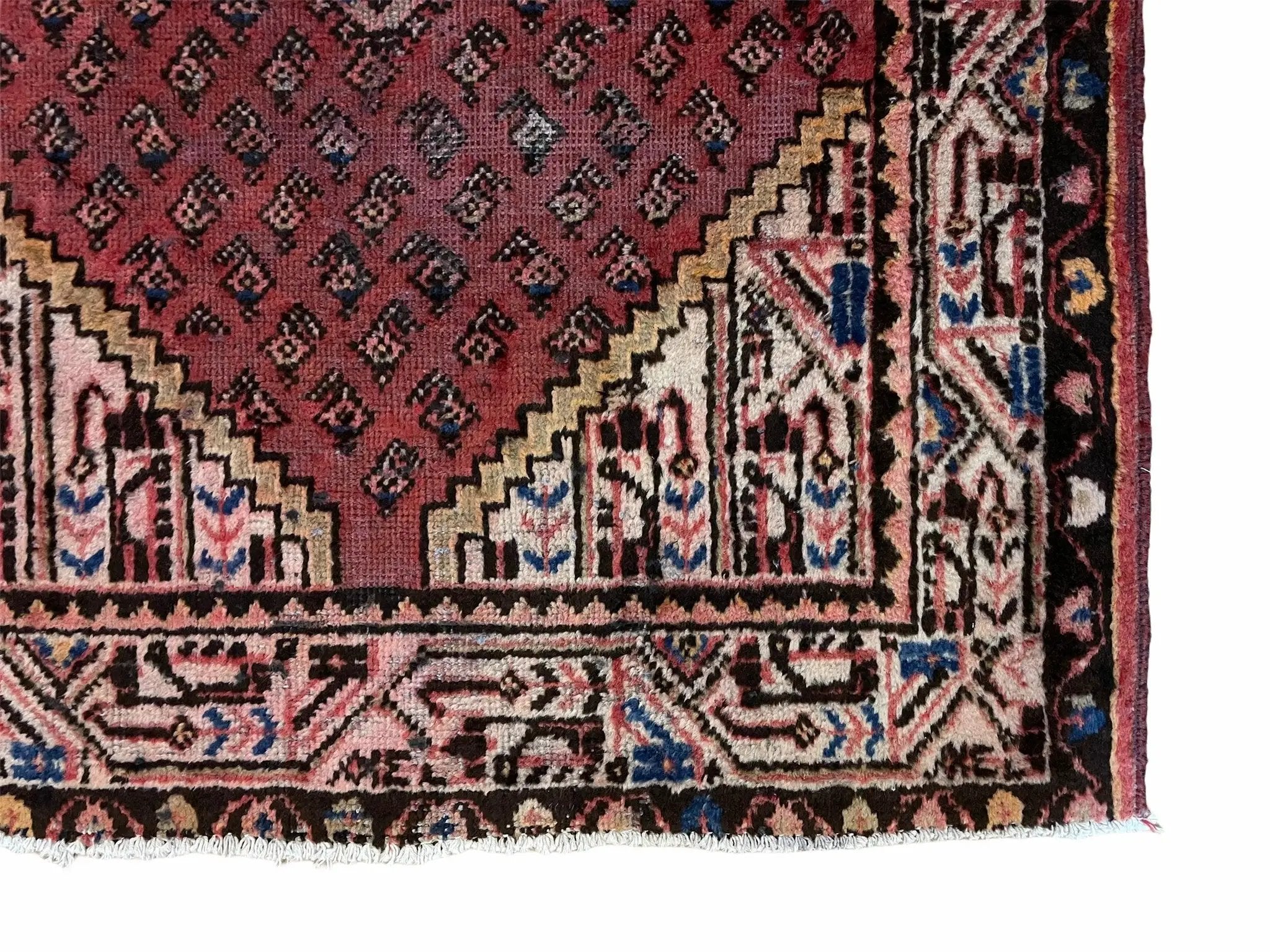 4x6 Antique Rug Handmade Wool Rug Organic Dyes Red Ivory Red Tribal Rug Boho Rug by Jewel Rugs
