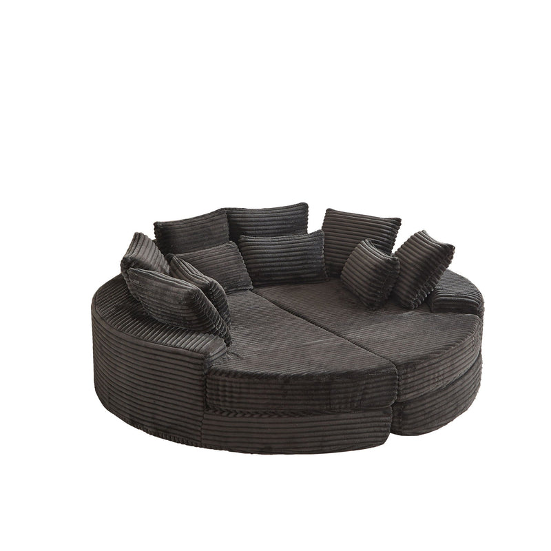 Round Oversized Sofa Bed With 5 Throw Pillows by HouseOfZazla