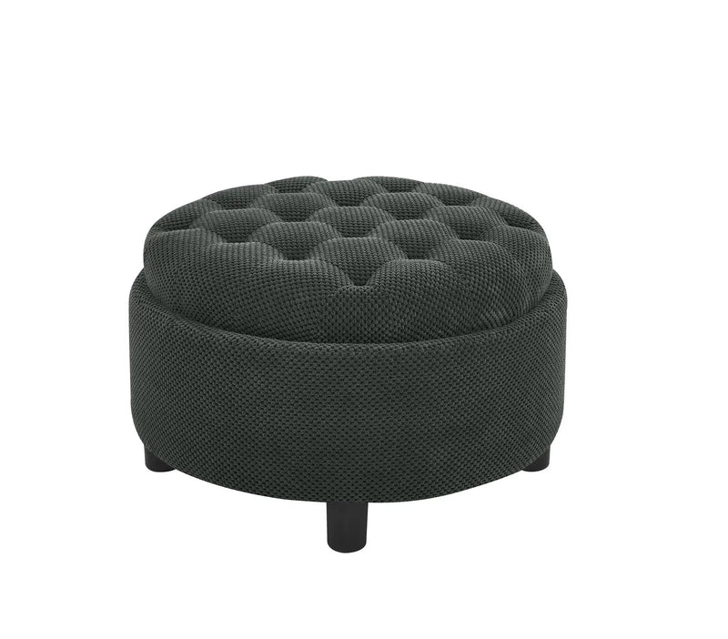 25 Inch Round Storage Ottoman with Tray by HouseOfZazla