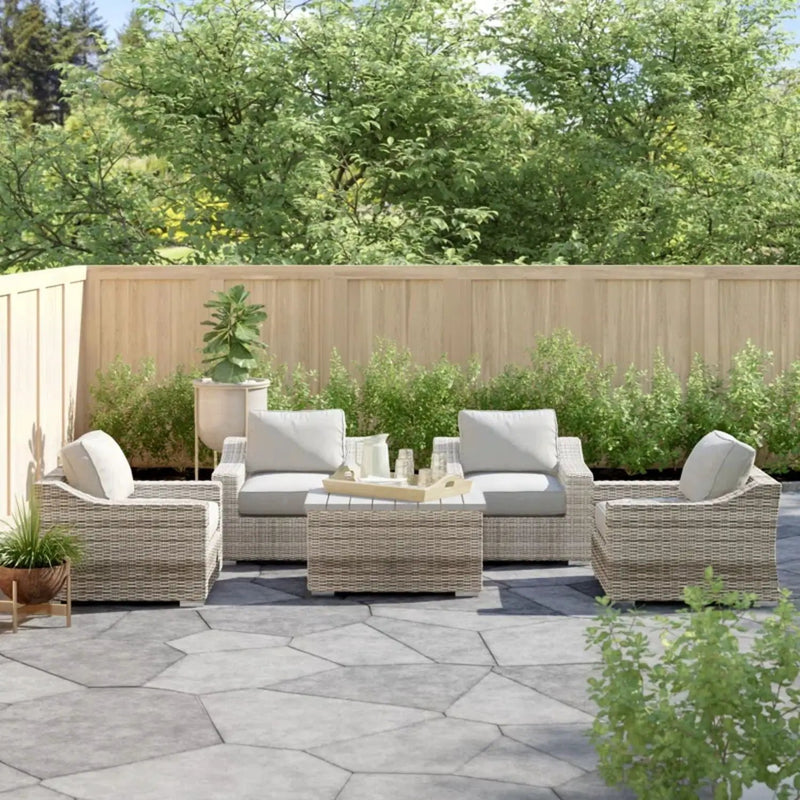Stylish Sofa Seating Group With Cushions Perfect For Outdoor Gatherings by HouseOfZazla
