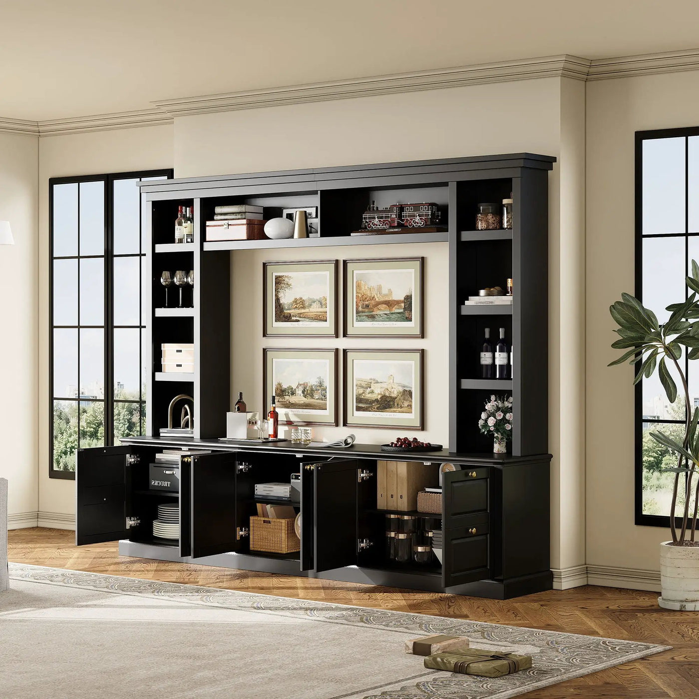 All-In-One TV Stand With Bookcase For TVs Up To 70" by Unique Piece Furniture