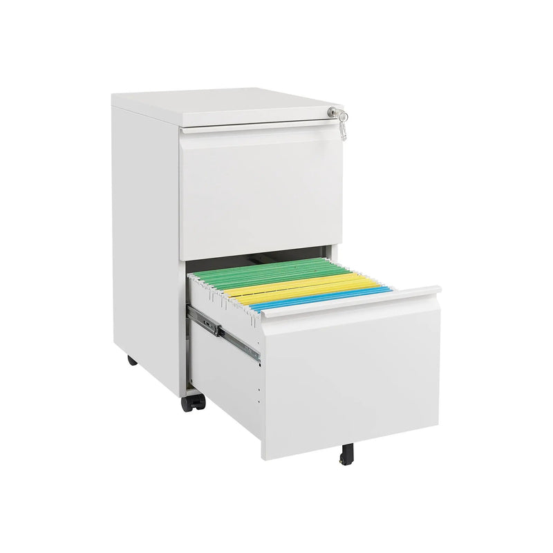2 Drawer File Cabinet With Lock, Metal Under Desk Rolling Filing Cabinet Fits Letter / Legal / A4 Size For Home Office, Mobile Filing Cabinet by HouseOfZazla