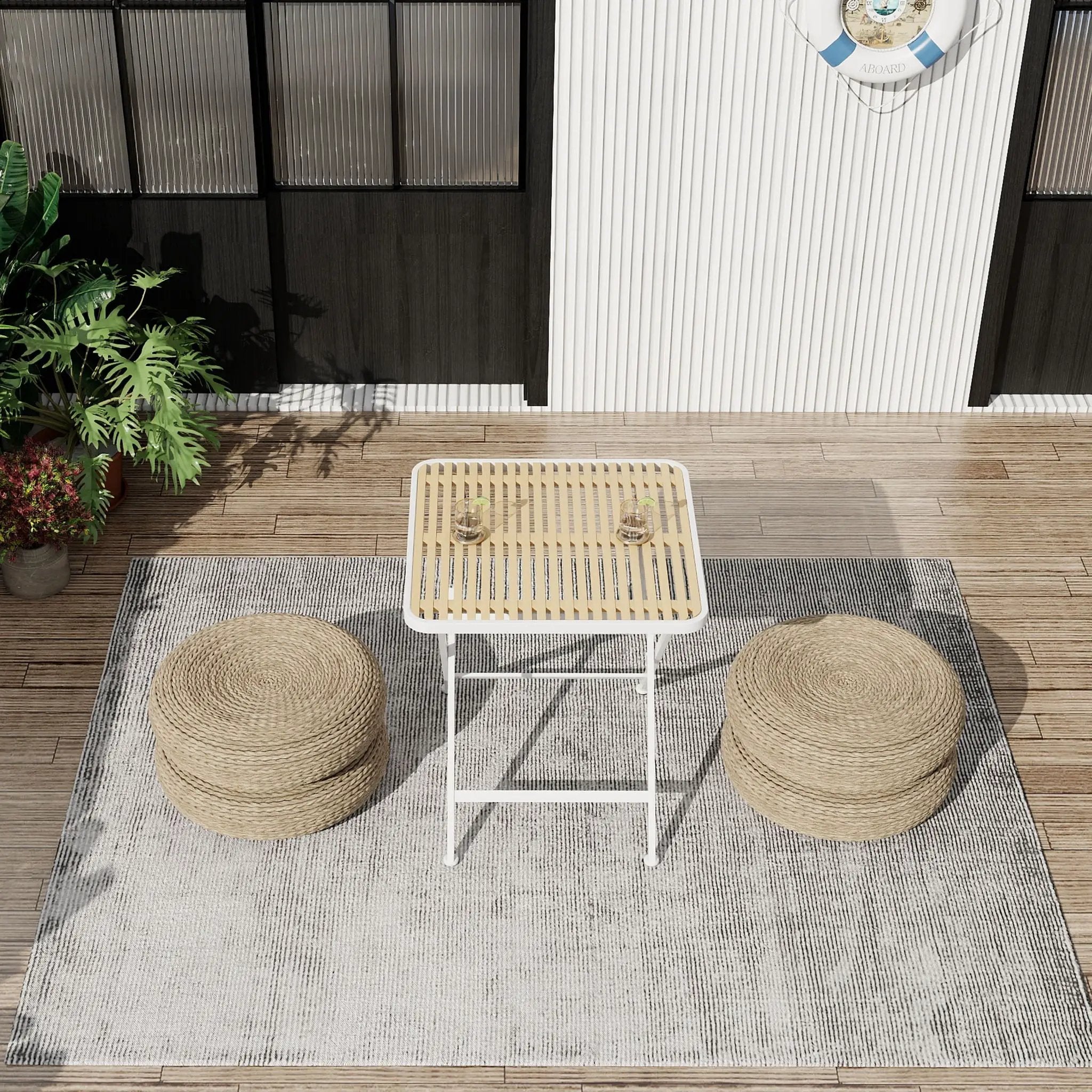 Modern Folding Square Table, Water Proof And Wear Resistant - Apricot / White by HouseOfZazla