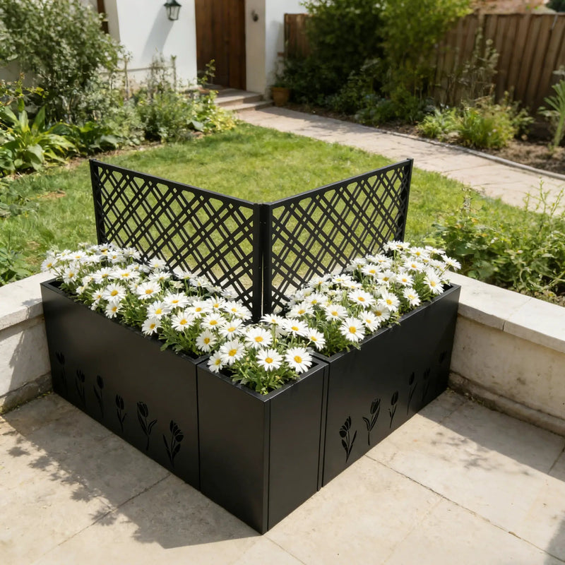 Metal Planter-Trellis Combo Set of 3 by HouseOfZazla